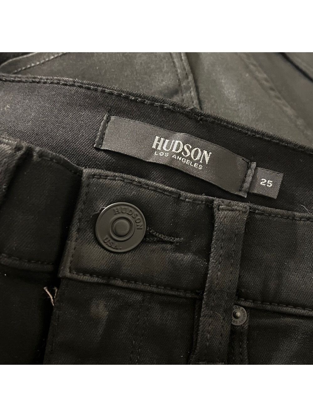 NWT $225 Hudson Barbara High-Rise Bootcut Jean Noir Coated 34.5” Inseam (Tall) - Picture 10 of 16